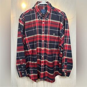 Town Craft Long Sleeve Plaid Button Up Men's Large Cotton Blend Preppy Academia
